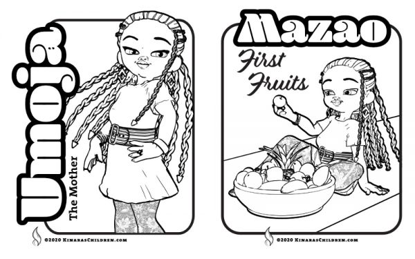 sample pages from the Kinara's Children Kwanzaa Handbook and Guide