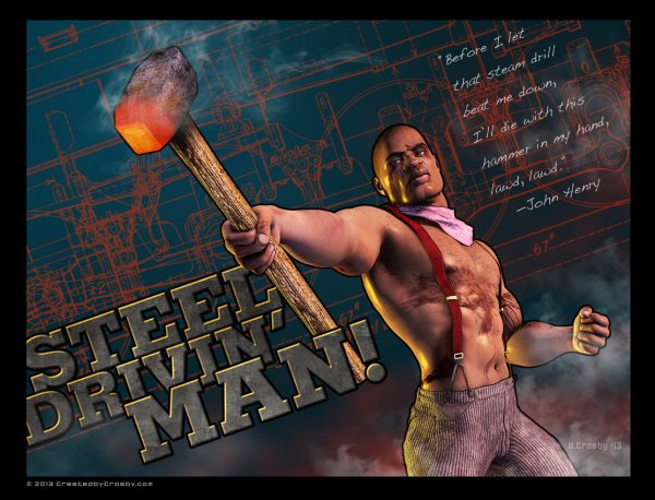 Steel-Drivin'-Man Illustration